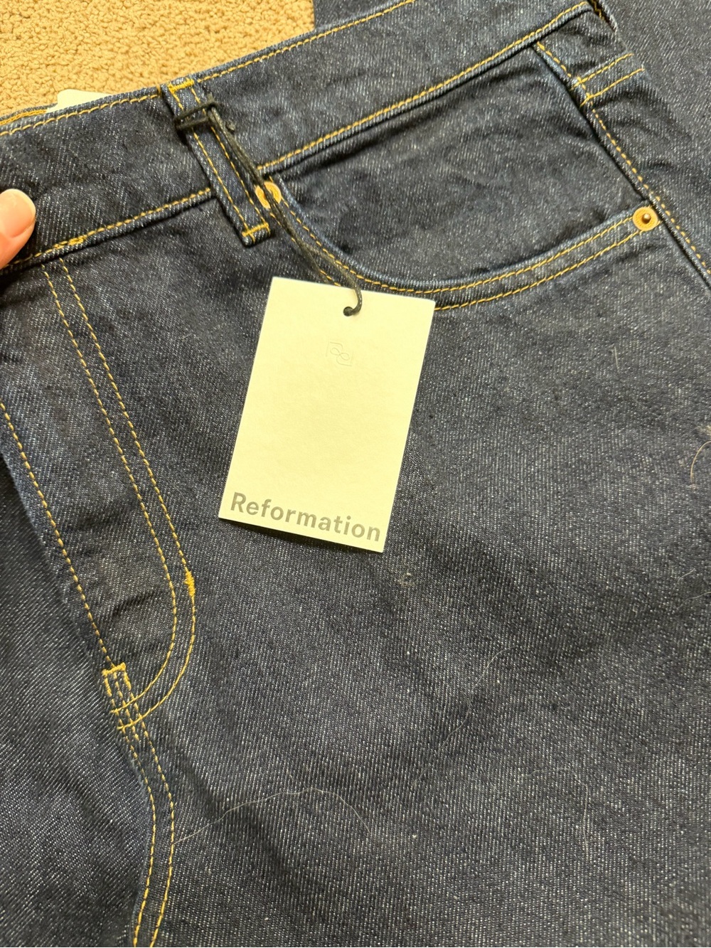 Reformation Straight-Leg Dark Blue Denim Jeans - Picture 4 of 6